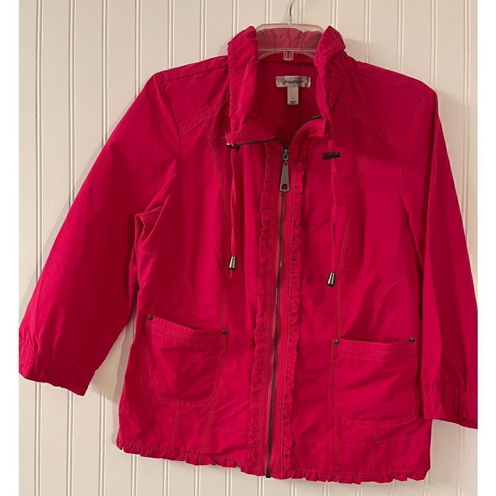Dress barn jacket deep pink zip front sz large
